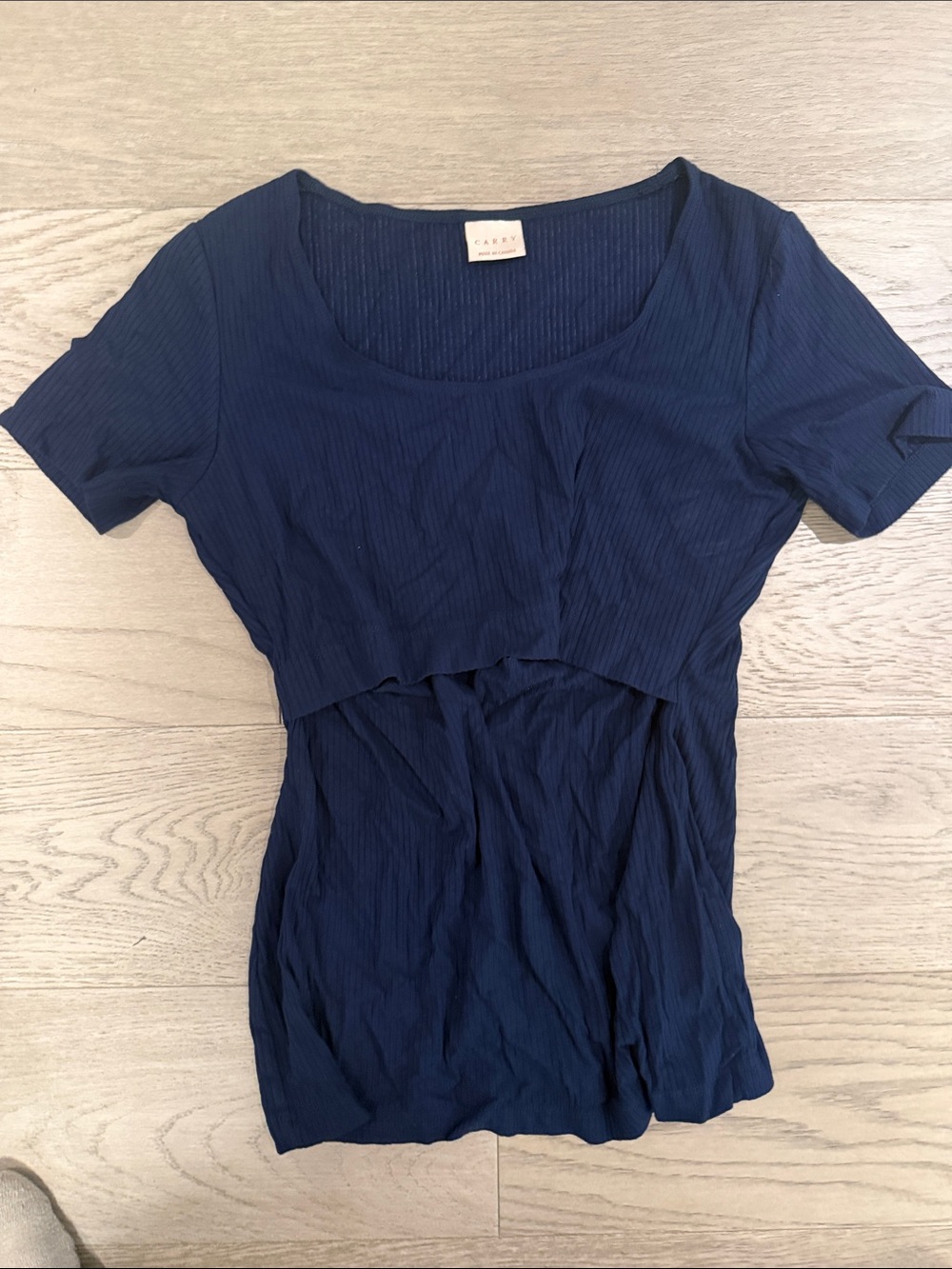 Carreta Navy Ribbed Scoop Short Sleeve Tee